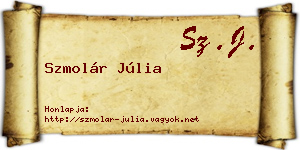 Szmolár Júlia névjegykártya